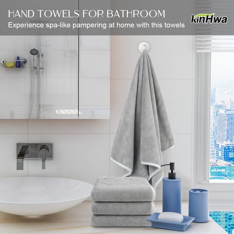 KinHwa Microfiber Hand Towels Ultra Soft Hand Towels for Bathroom Super Absorbent Bath Towels Ideal for Hair Spa Sports and Travel 30inch x 16inch 2 Pack Light-Gray - Image 5